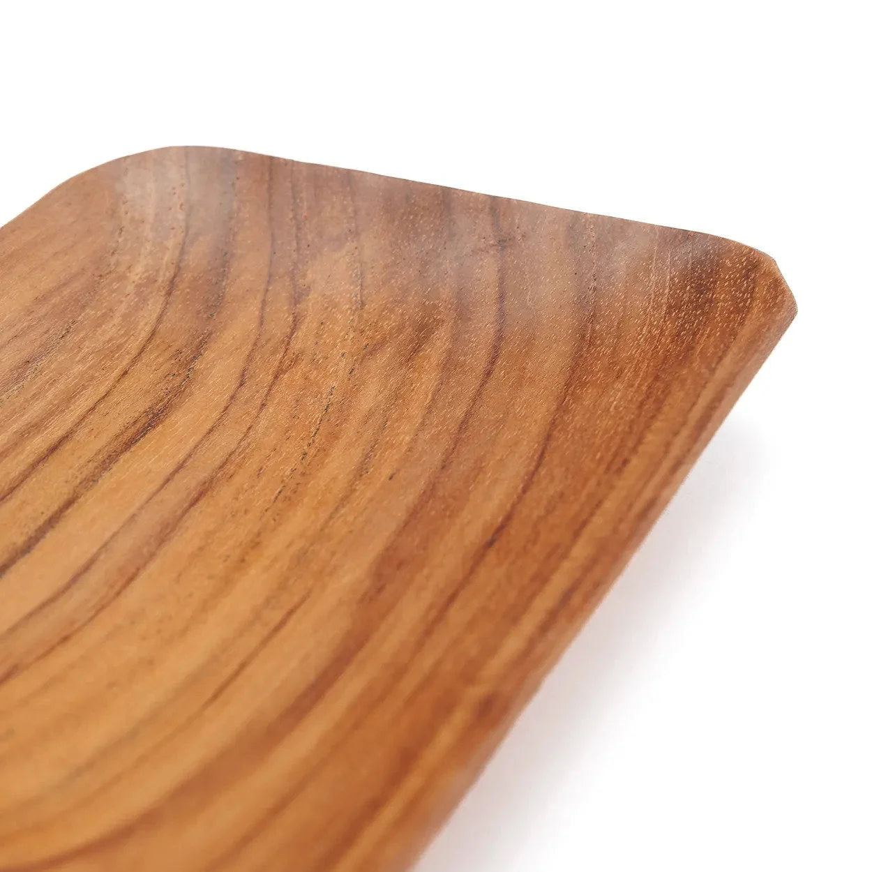 Plateau rectangulaire en racine de teck naturelle pour présentation culinaire
