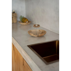 Plateau rond en bois de teck naturel à deux niveaux