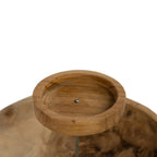 Plateau rond en bois de teck naturel à deux niveaux