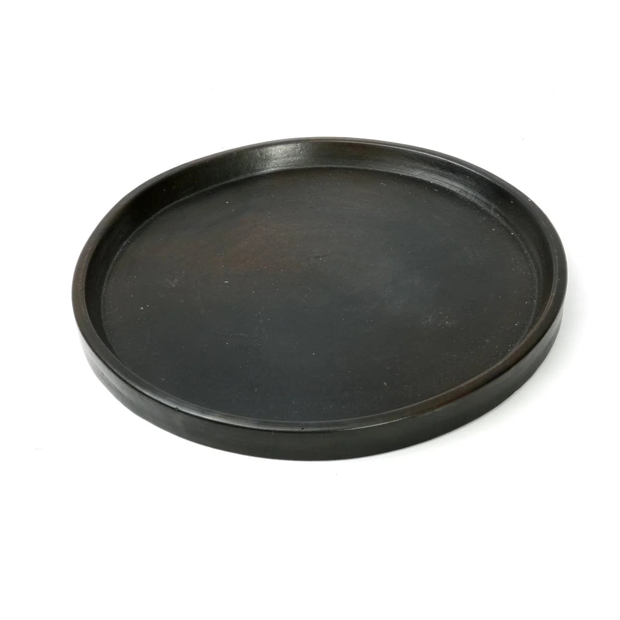 Plateau rond en terre cuite noire finition mate – Ø26 cm
