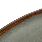 Plateau de service ovale en grès émaillé gris brun fait main 34x16 cm