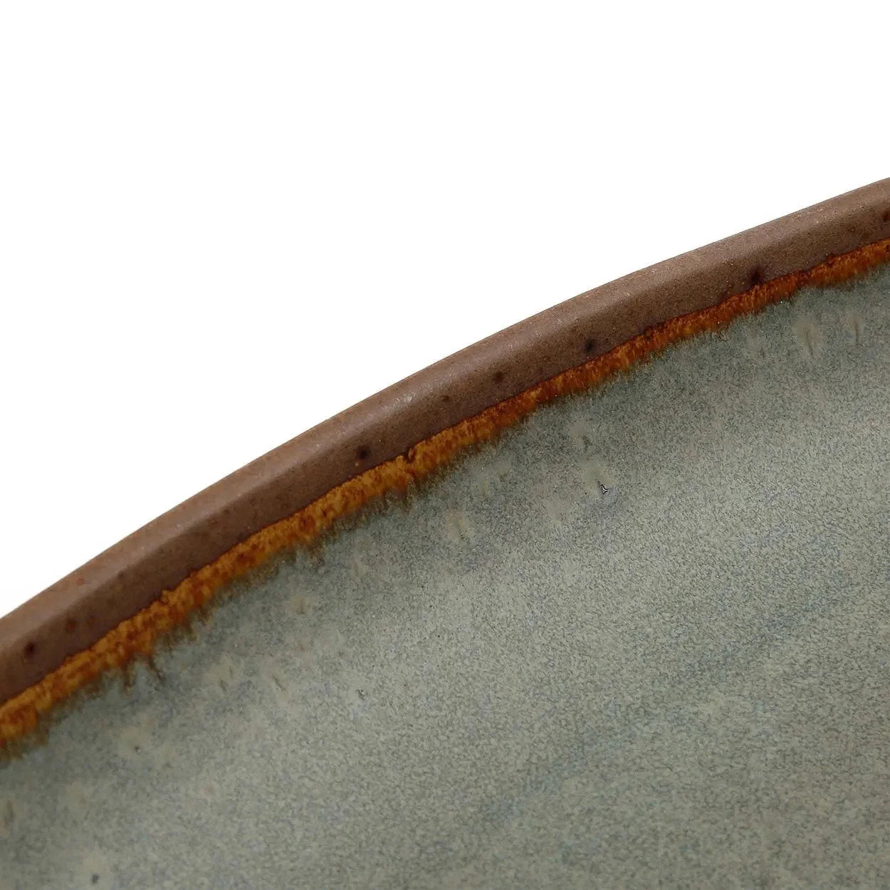 Plateau de service ovale en grès émaillé gris brun fait main 34x16 cm