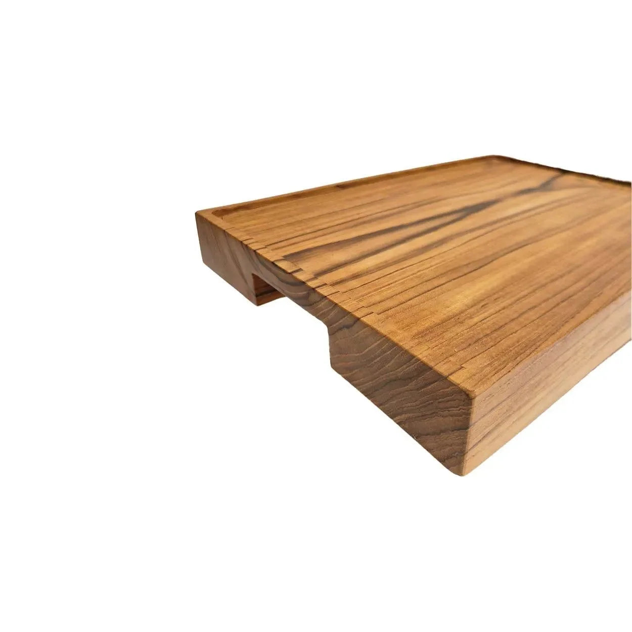 Plateau rectangulaire en teck naturel avec poignées encastrées pour café ou desserts