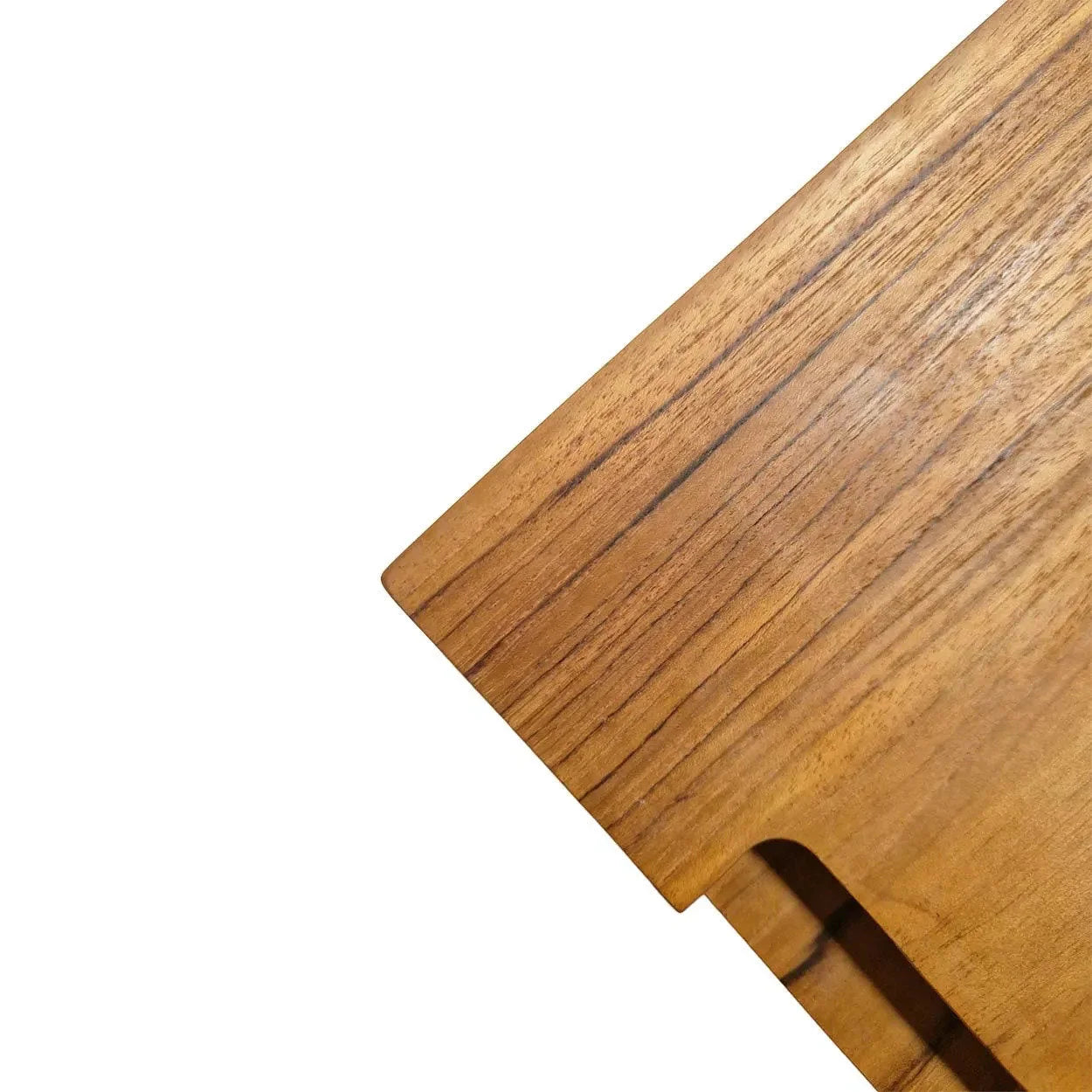 Plateau en teck rectangulaire finition lisse naturel pour café ou desserts