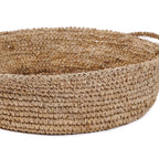 Panier rond en raphia avec anses pour Les plateaux de paniers en raphia naturel L