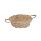Panier rond en raphia avec poignées, modèle Les plateaux de paniers en raphia naturel M