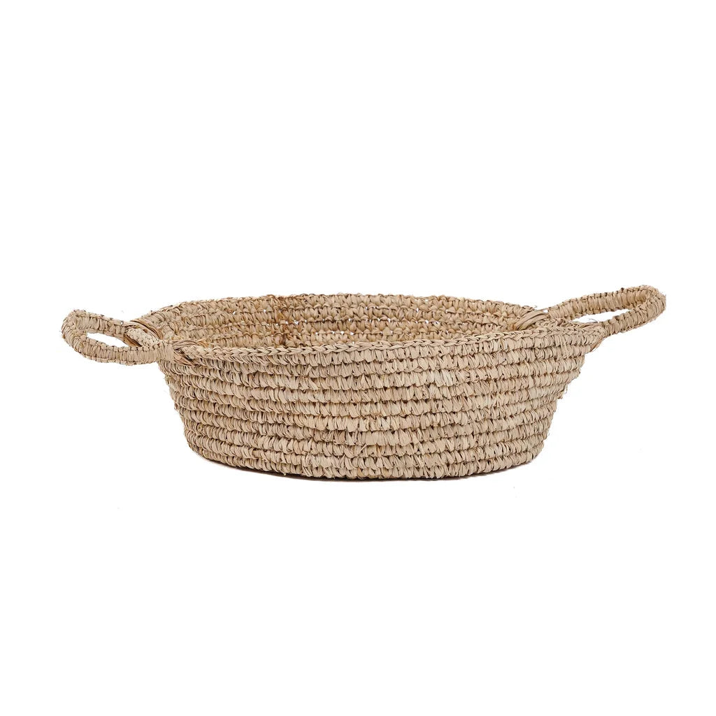 Panier en raphia naturel avec poignées pour rangement ou décoration