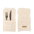 Deux pochttes en coton crème pour couverts, lot de 4, parfaites pour la cuisine