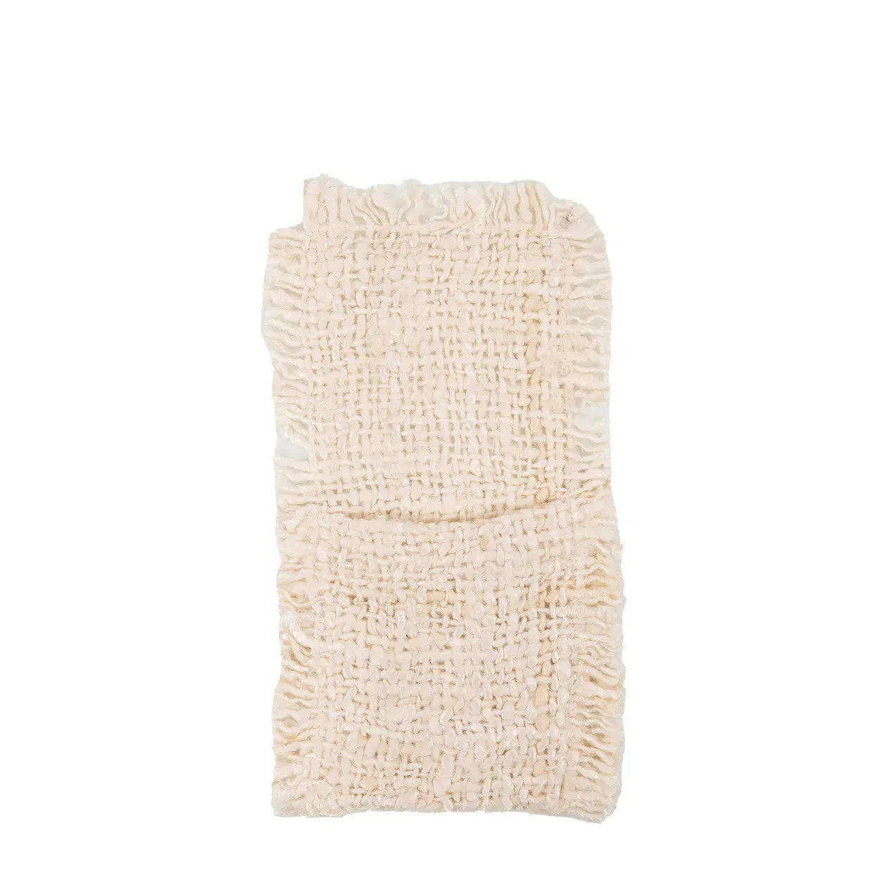 Échantillon de tissu beige texturé pour pochettes à couverts en coton doux crème