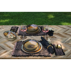 Pochettes à couverts en coton noir cuivre pour table extérieure avec nourriture élégante