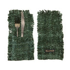 Pochettes à couverts en coton vert foncé 25x13 cm – Lot de 4