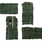 Set de 4 sets de table en coton vert foncé avec bords frangés pour Pochettes à couverts