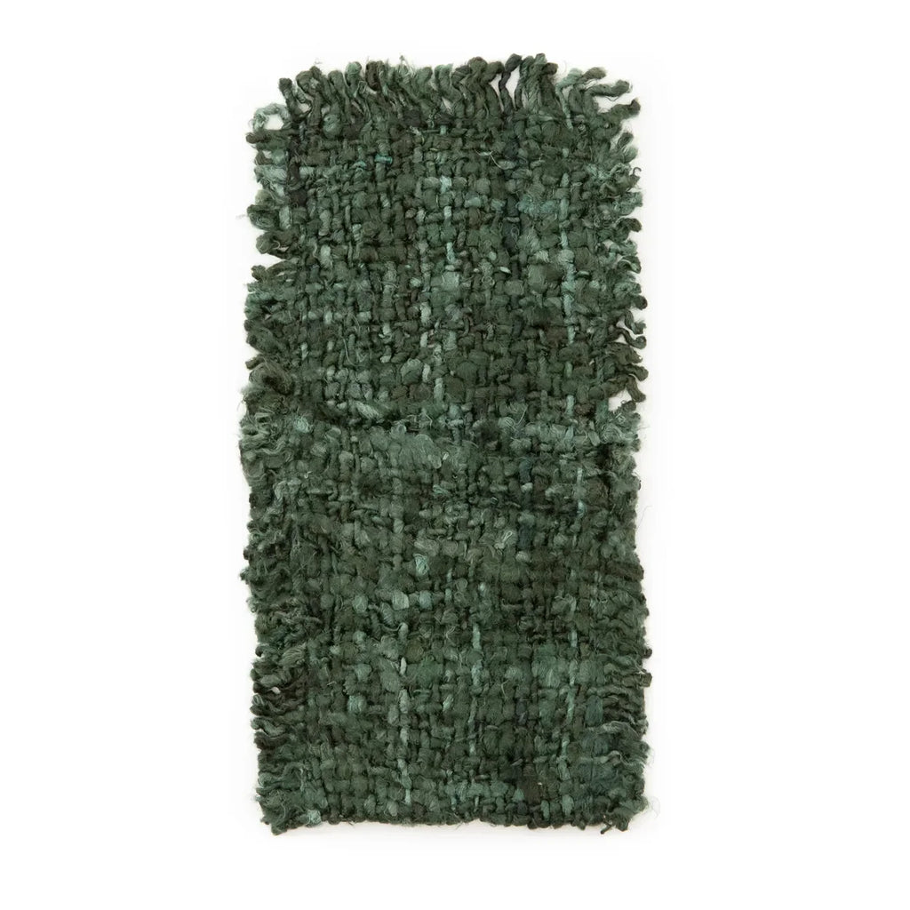 Échantillon de tissu tissé vert foncé pour pochettes à couverts en coton