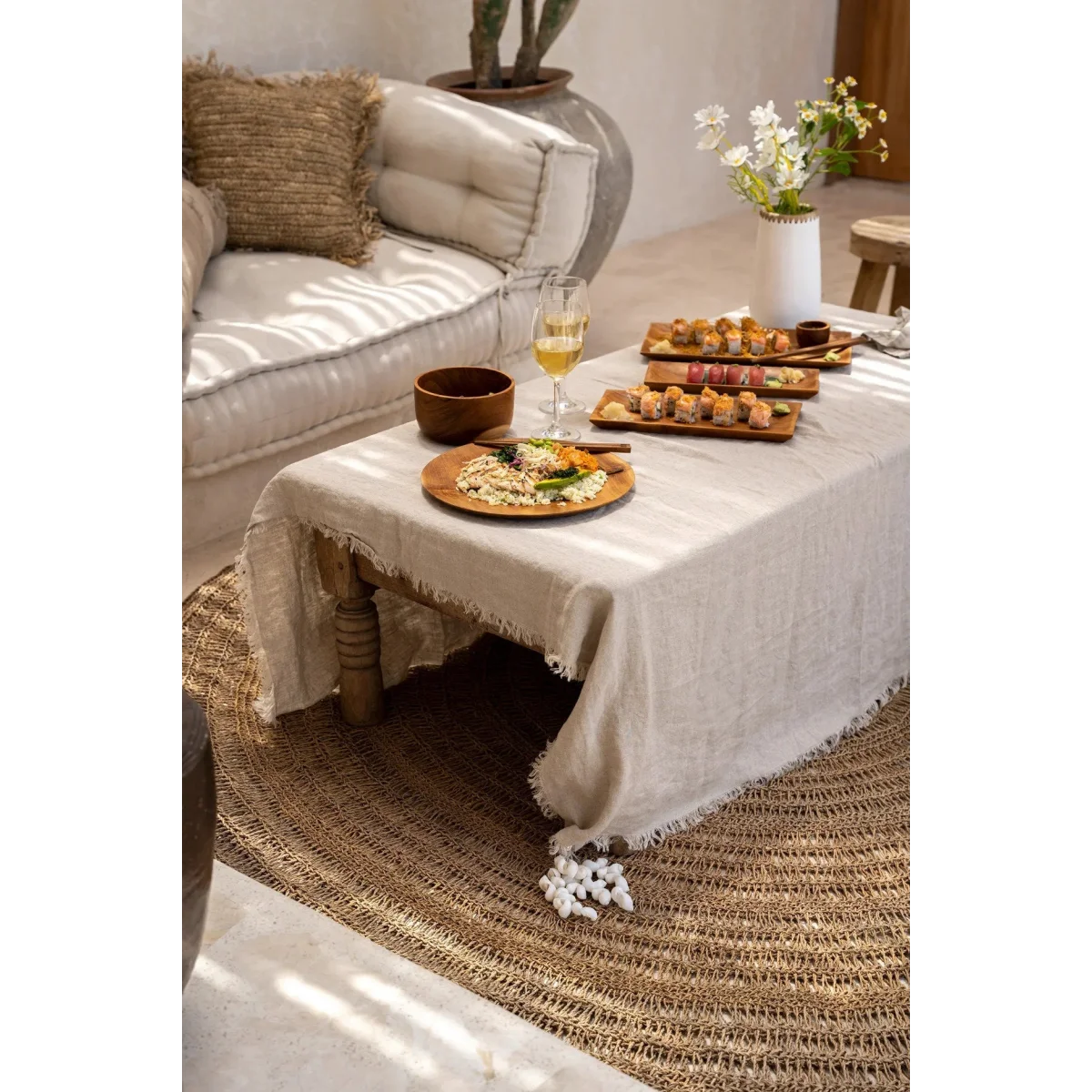 Poids de nappe en coquillages blancs aspect naturel – Set de 4
