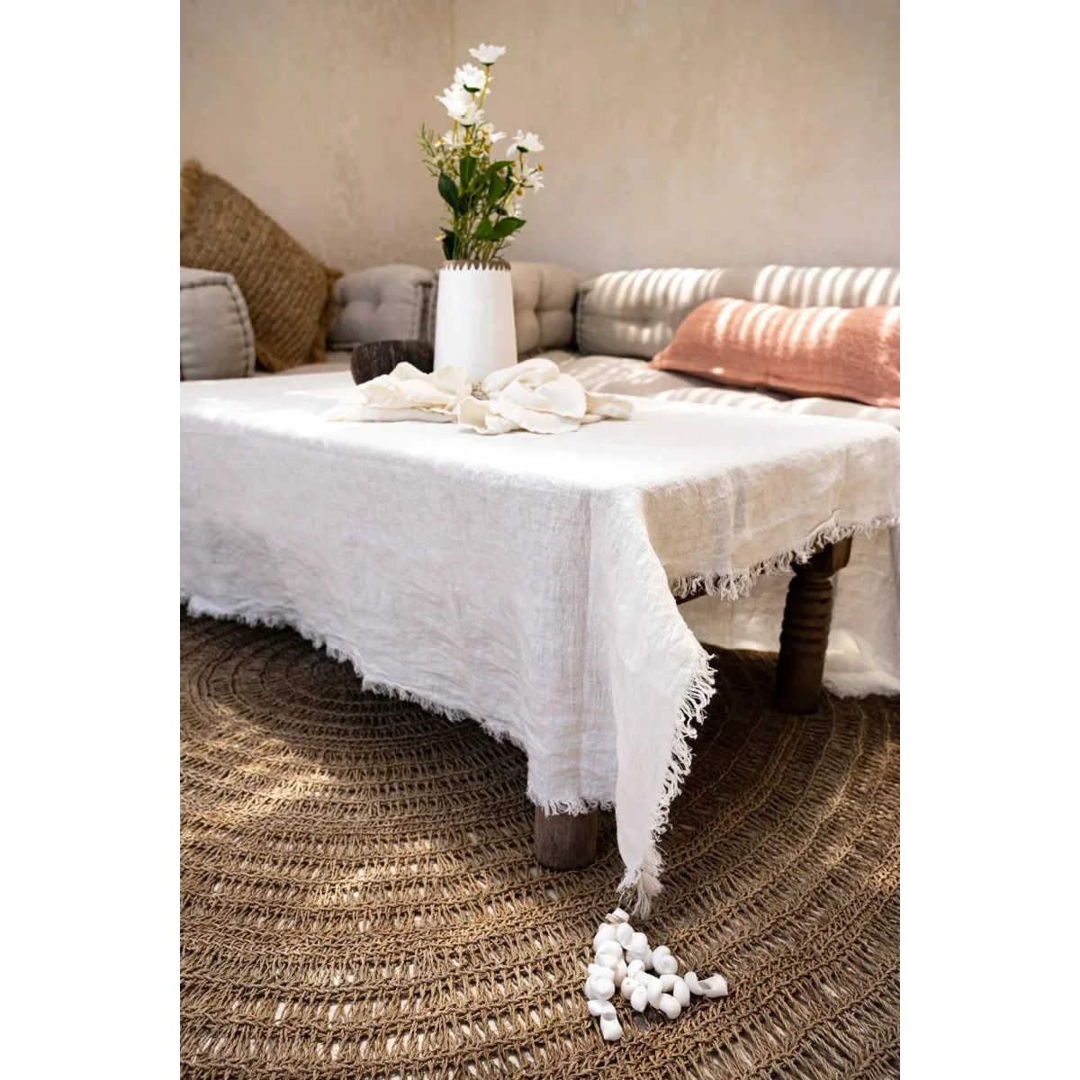 Poids de nappe en coquillages blancs aspect naturel – Set de 4