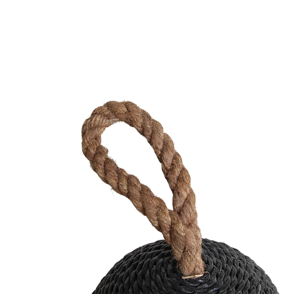 Poids de porte sphérique en corde anthracite avec poignée jute
