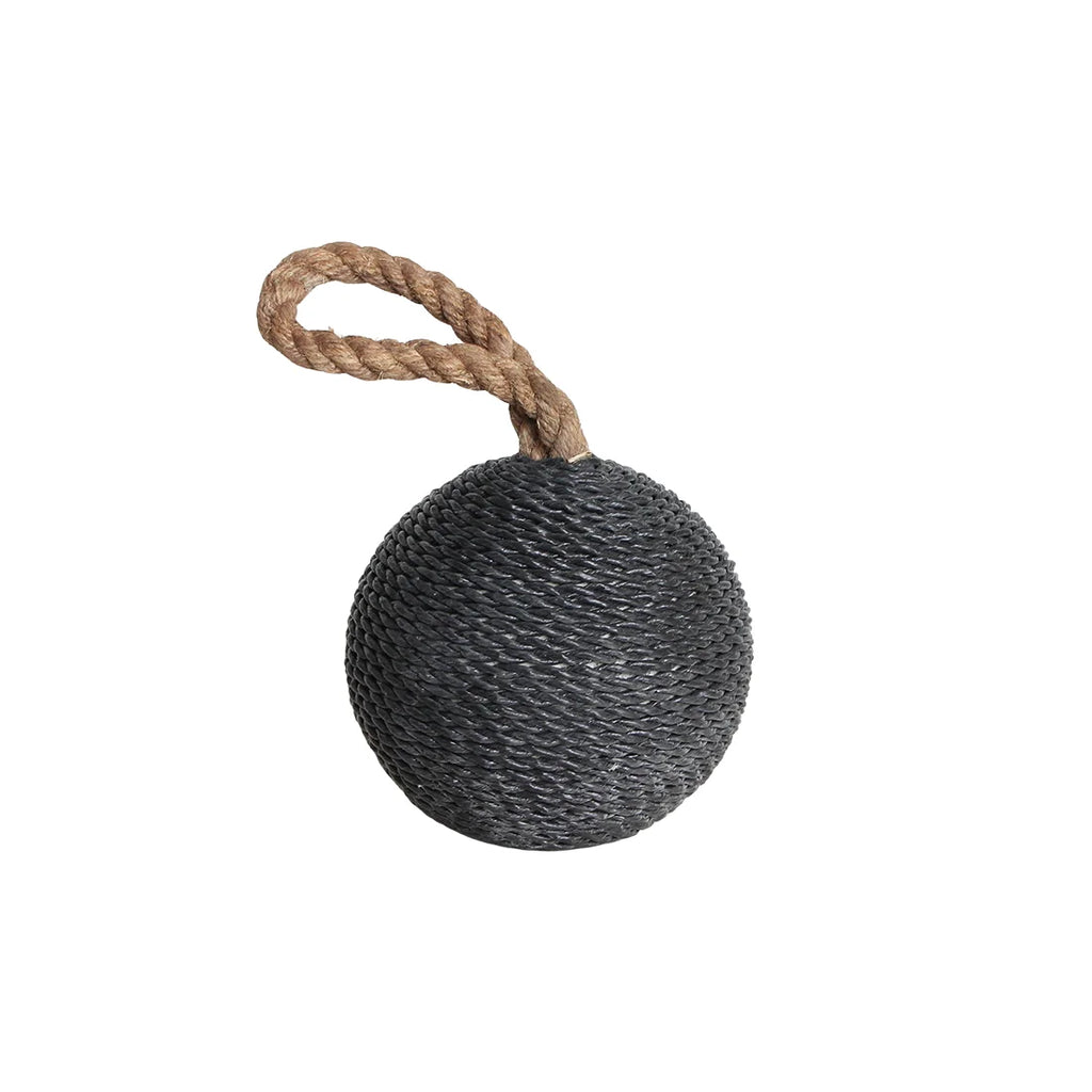 Poids de porte sphérique en corde anthracite avec poignée jute