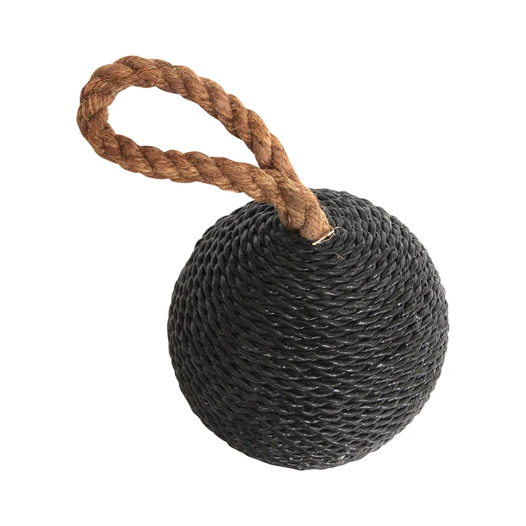 Poids de porte sphérique anthracite corde poignée jute