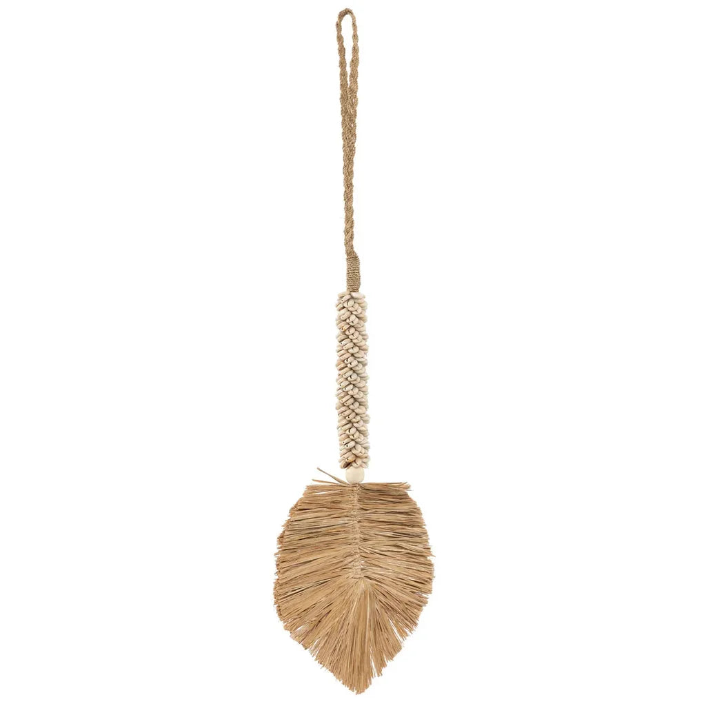 Décoration en raffia naturel crème avec boucle suspendante pour Le Pompon en Coquillage de Raphia