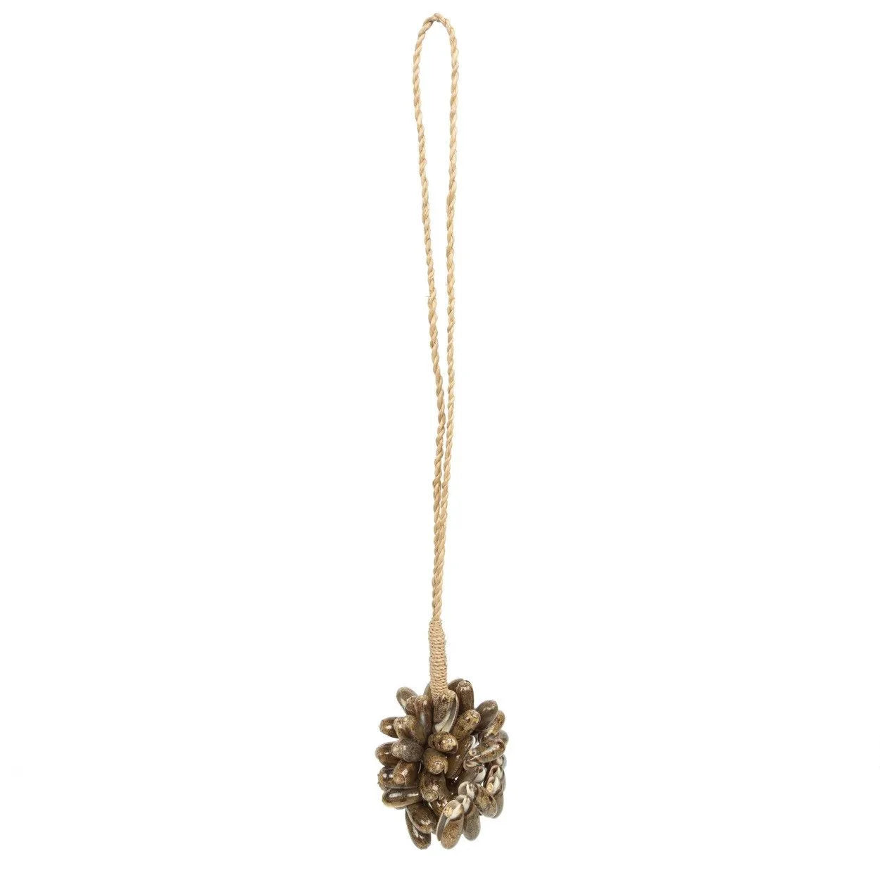 Baies ornementales suspendues en coquillages naturels marron pour décoration murale ou rideau
