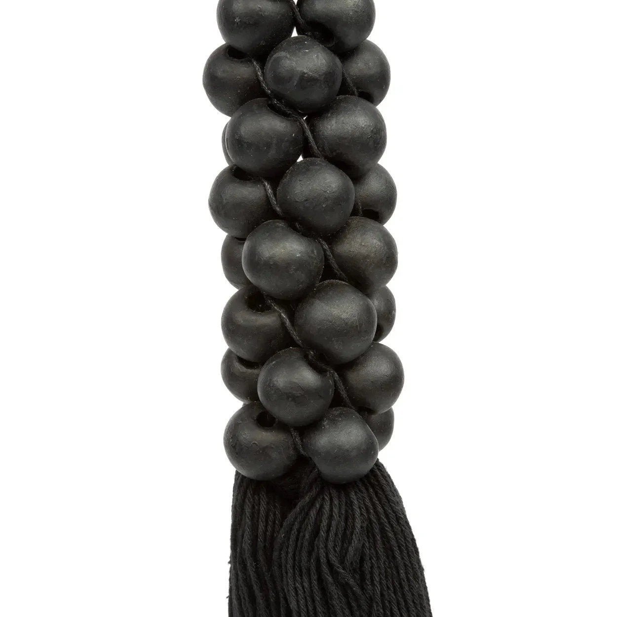 Chaine de perles de bois noir mat avec tassel pour décoration intérieure