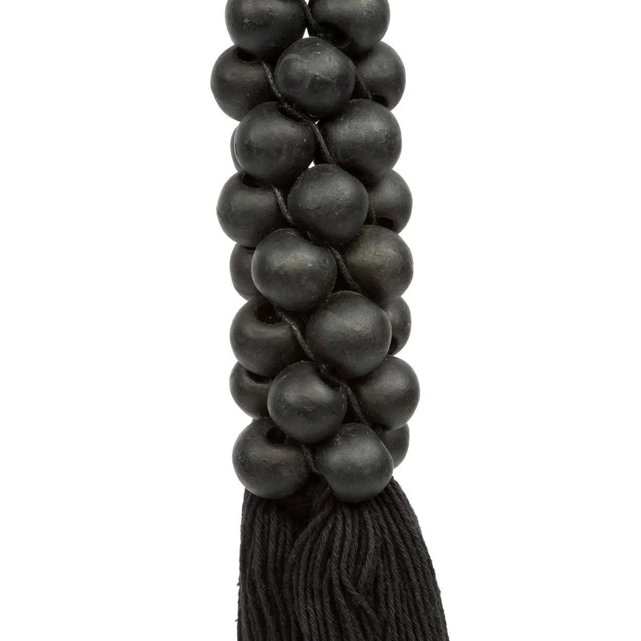 Tassel en perles de bois noir et corde naturelle pour décoration intérieure