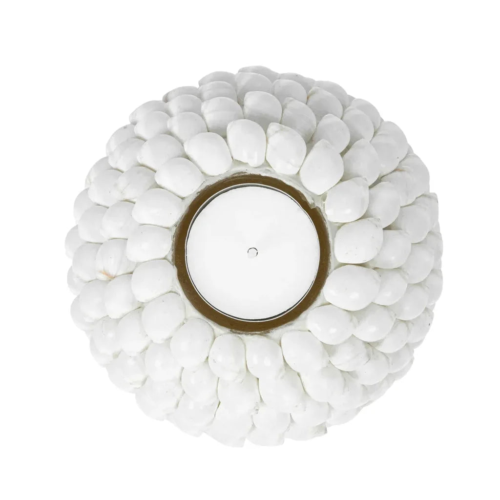 Photophore en galets blancs pour bougie dans le produit Le porte-bougie à bulles L