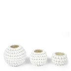 Trois porte-bougies en céramique blanche texturée, modèle Le porte-bougie à bulles - L