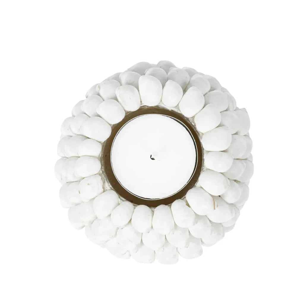 Photophore en galets blancs pour bougies dans le produit Le porte-bougie à bulles M