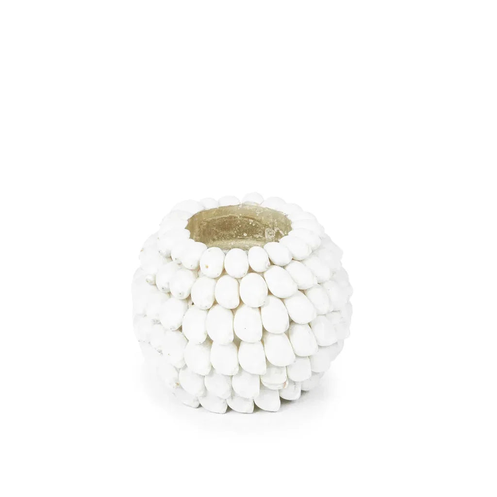 Porte-bougie à bulles en galets blancs pour décoration élégante et moderne