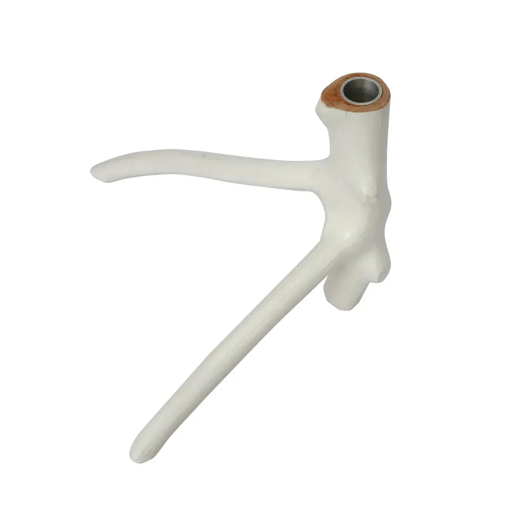 Pipe à fumer blanche stylisée pour le porte-bougie à trois branches Blanc