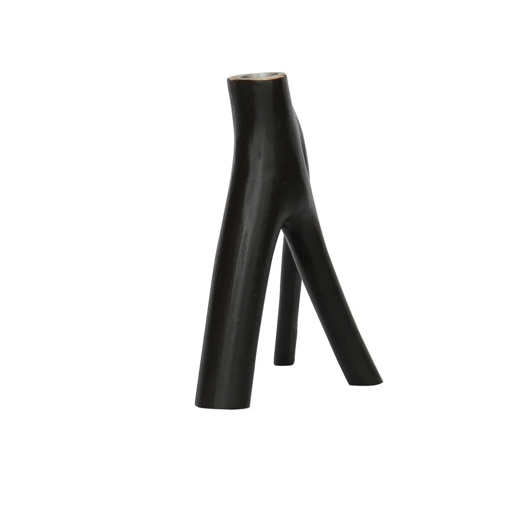 Tabouret en forme de branche d’arbre noir pour décoration et support de bougies