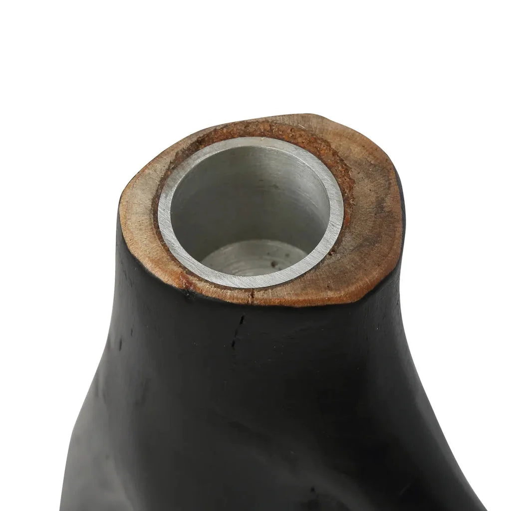 Vase noir avec insert en métal, parfait pour le porte-bougie à trois branches Noir