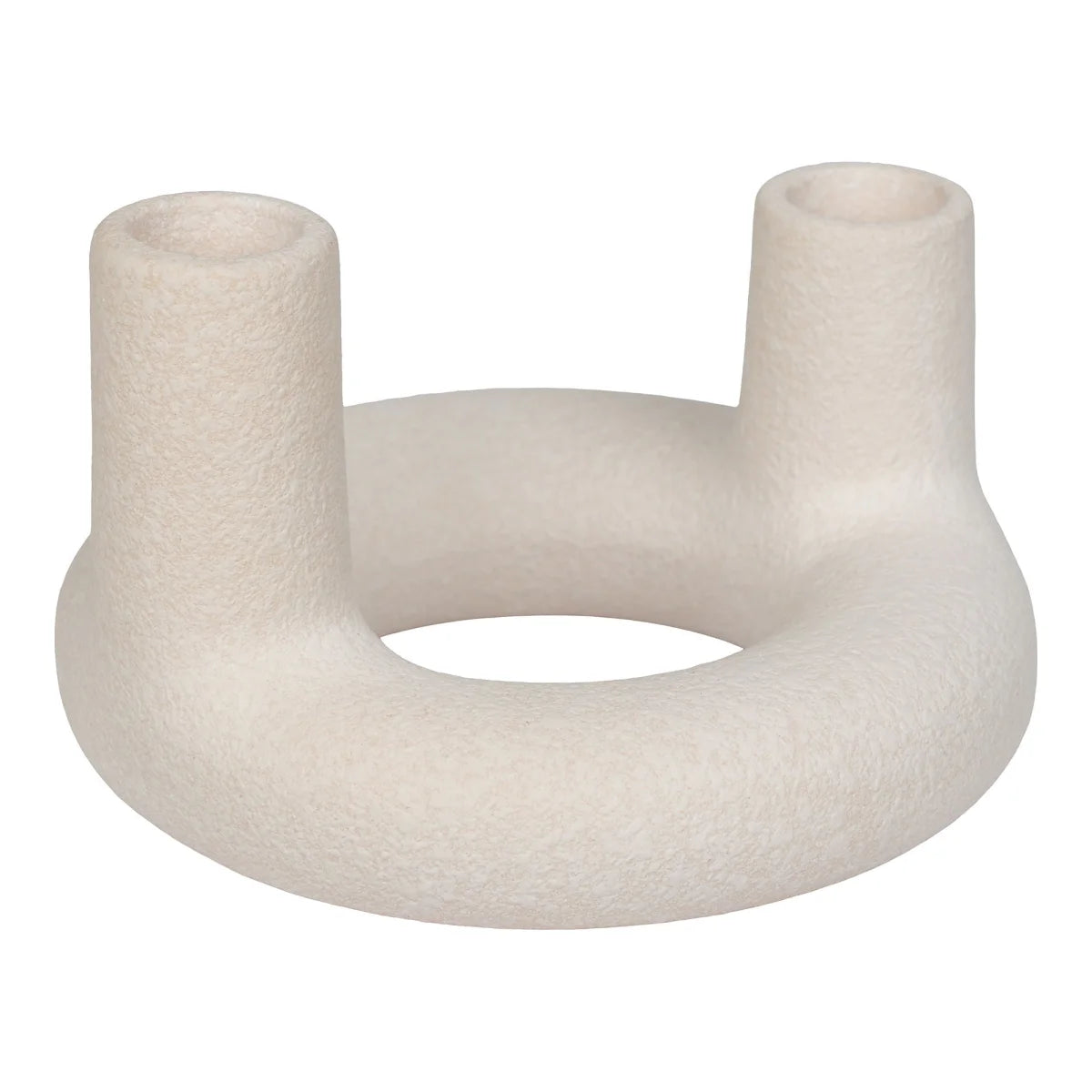 Porte-bougie en céramique beige texturée ronde ø13 cm
