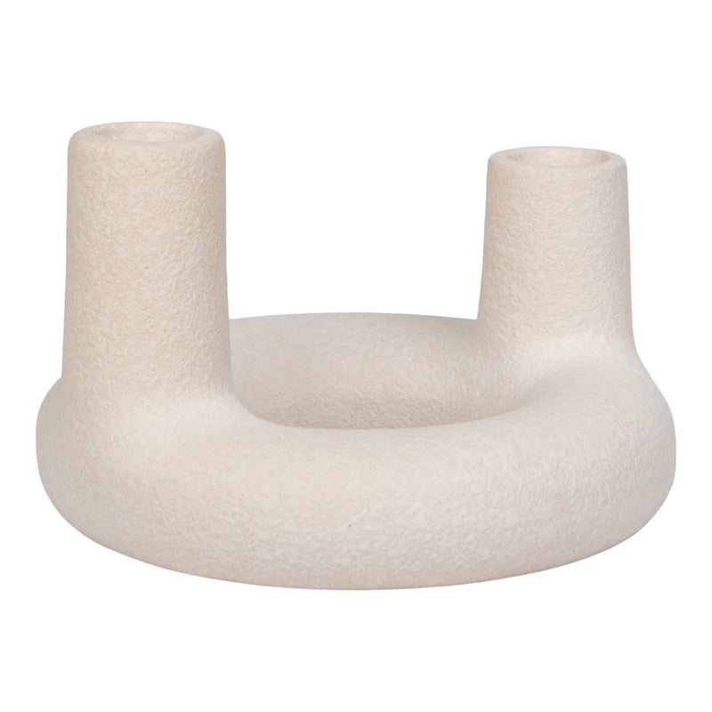 Porte-bougie en céramique beige ronde ø13 cm