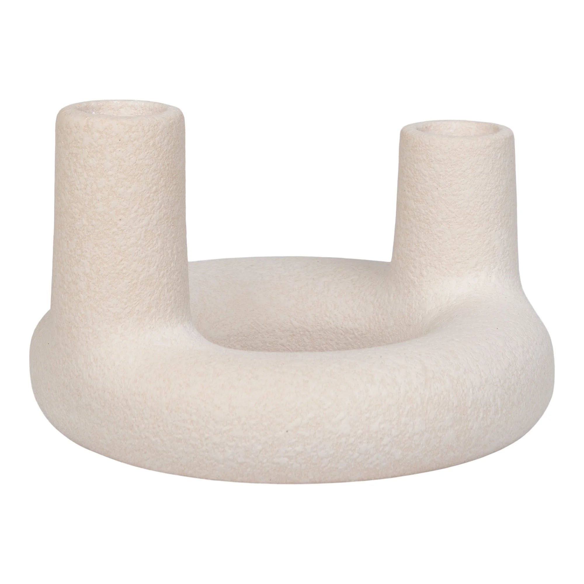 Porte-bougie en céramique beige ronde ø13 cm pour décoration luminaire