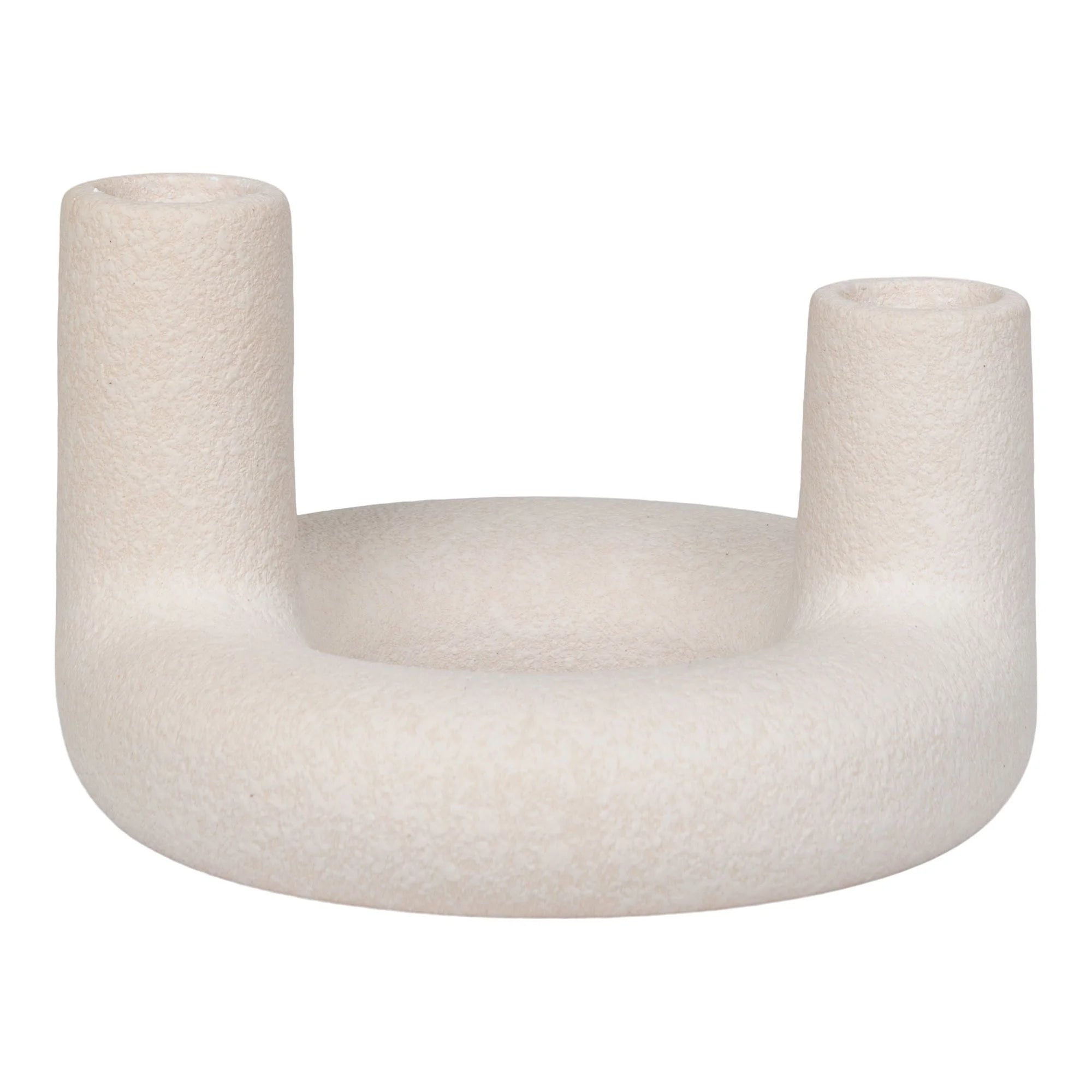Support à bougies en céramique beige rond de 13 cm pour décoration élégante