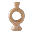 Vase en céramique beige en forme de donut pour décoration et porte-bougie