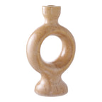 Support à bougie en céramique beige avec découpe circulaire, 23 cm décoratif