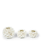 Porte-bougie en coquillages blancs motif floral boule décorative