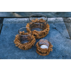 Porte-bougie en coton tricoté – Marron cannelle – H8 cm