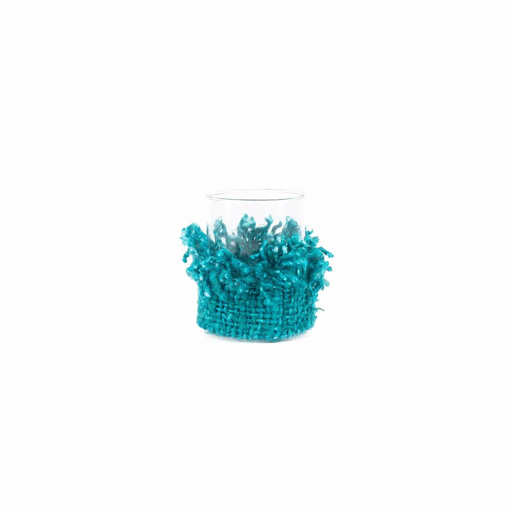 Verre enveloppé de fil bleu teal pour le porte-bougie Oh My Gee Aqua M