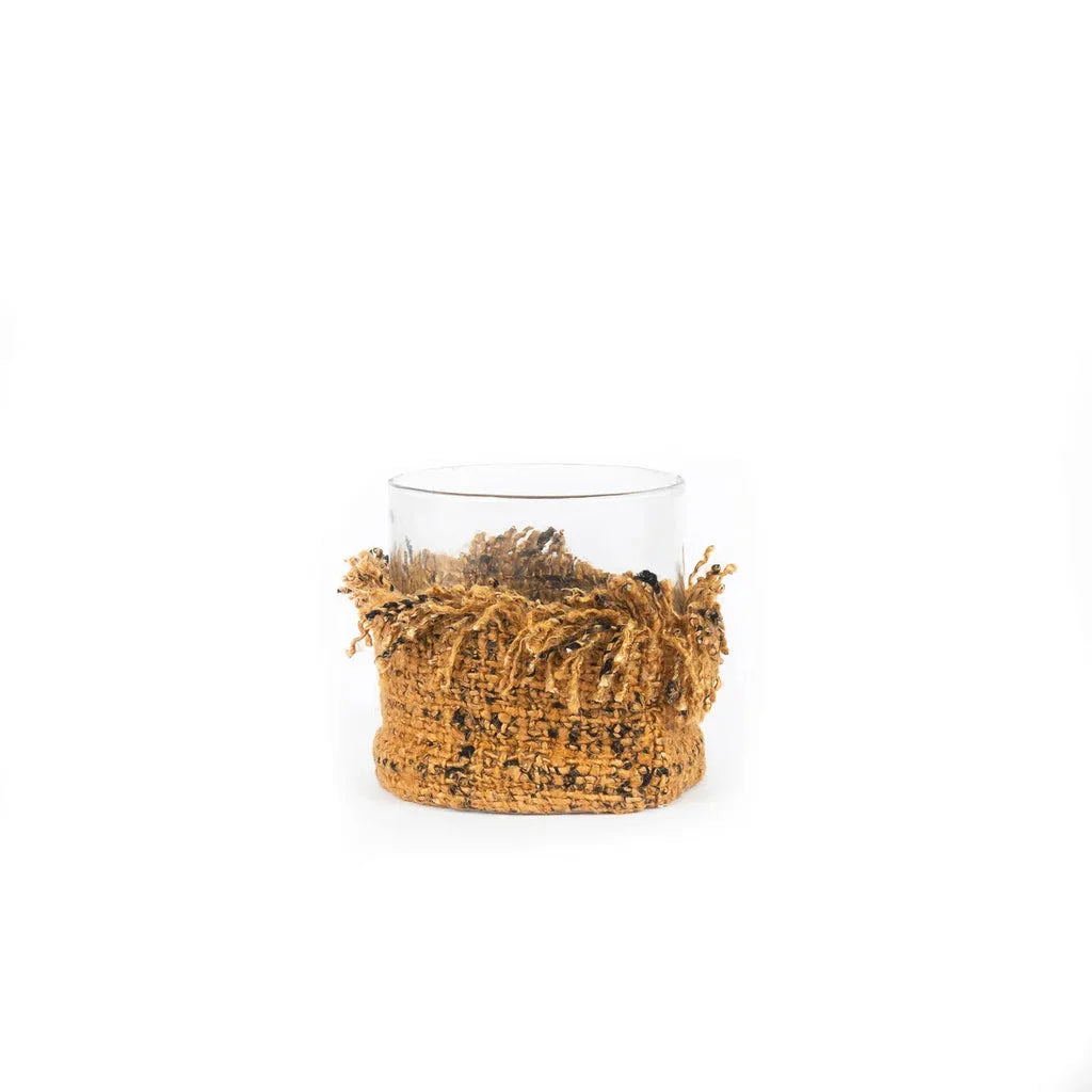 Verre tumbler avec housse en tweed frangé pour Le porte-bougie Oh My Gee CinnamonB S