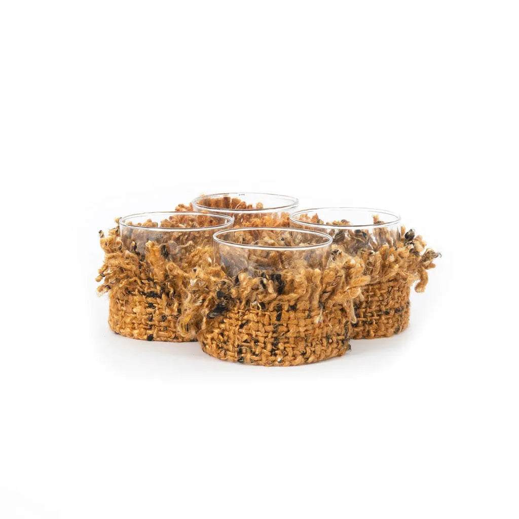 Quatre verres avec manchons en raffia pour le porte-bougie Oh My Gee CinnamonB S