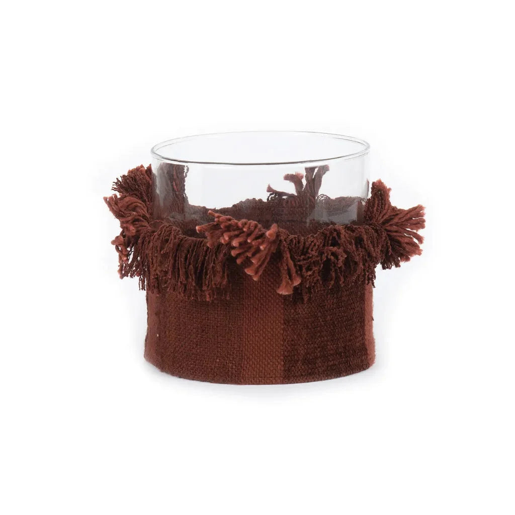Support à bougie en verre marron avec pampilles pour Le Porte-Bougie Oh My Gee Velours Bordeaux XL