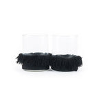 Deux verres transparents avec franges noires pour Le porte-bougie Oh My Gee Velours noir L