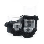 Vases cylindriques en verre avec franges noires pour Le porte-bougie Oh My Gee Velours noir L