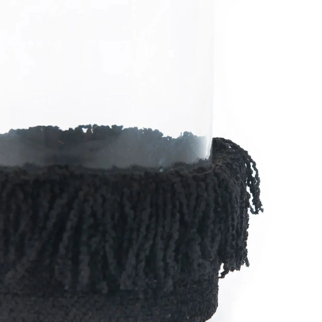 Vase noir velours avec bordure à franges pour porte-bougie Oh My Gee S