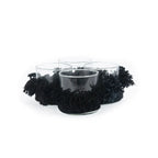 Quatre porte-bougies en verre clair avec franges noires pour le Velours noir S