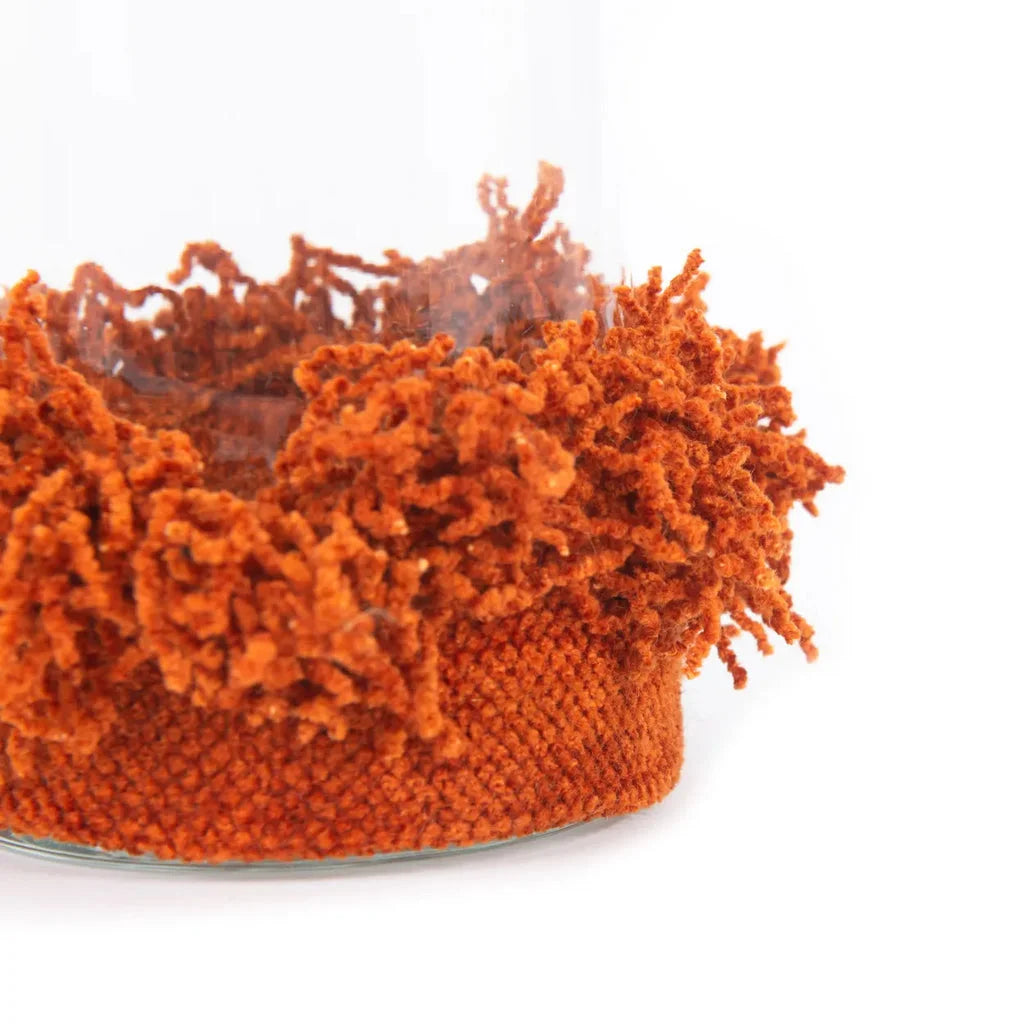 Chapeau en tricot orange avec franges pour Le porte-bougie Oh My Gee Velours rouille M